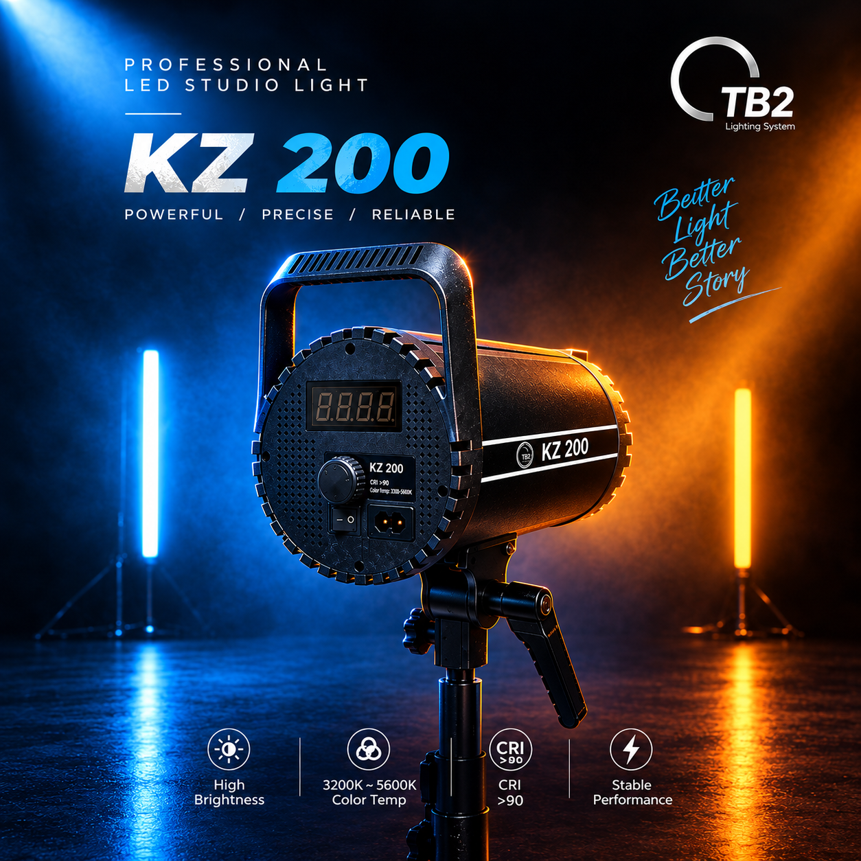 ویدئولایت تی بی 2 200 وات TB2 KZ 200 Video Light